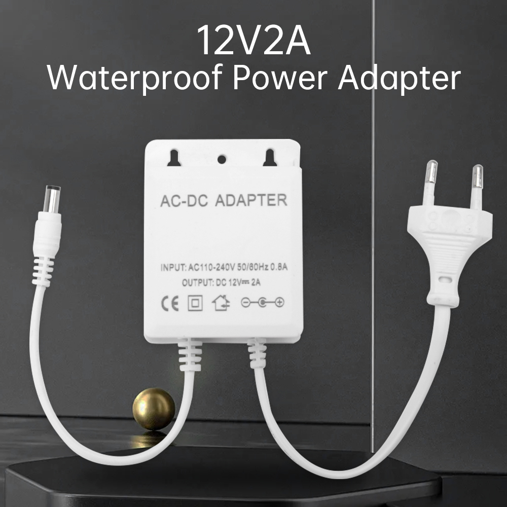 Outdoor Power Adapter - DC12V 2A EU プラグアダプタセキュリティ屋外電源 LED 防水デュアルワイヤー電気監視カメラ電源アダプタ