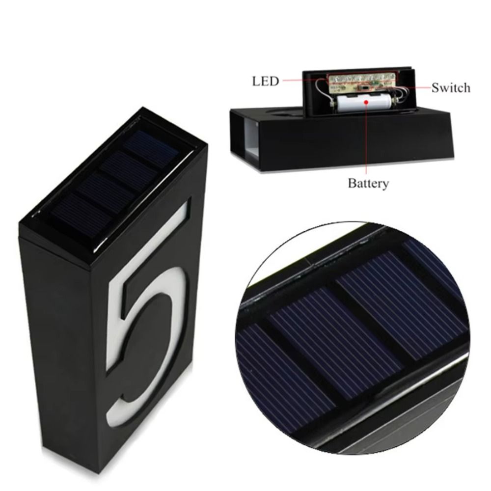 Outdoor Power Number - 簡単設置ソーラーLEDハウスナンバー耐久性のある防水ソーラー屋外アドレスライト太陽光発電スマートライトコントロール