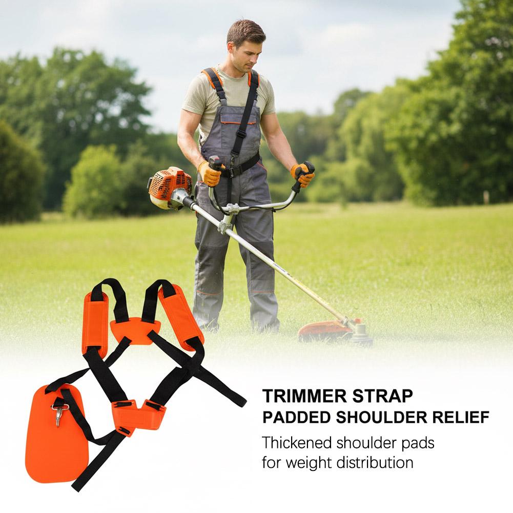 Brush Cutter Strap - パッド入りダブルショルダーハーネスストラップ、ストリングトリマー、雑草除去機、ブラシカッター用、調節可能なナイロン製快適ベルト、ガーデンツール