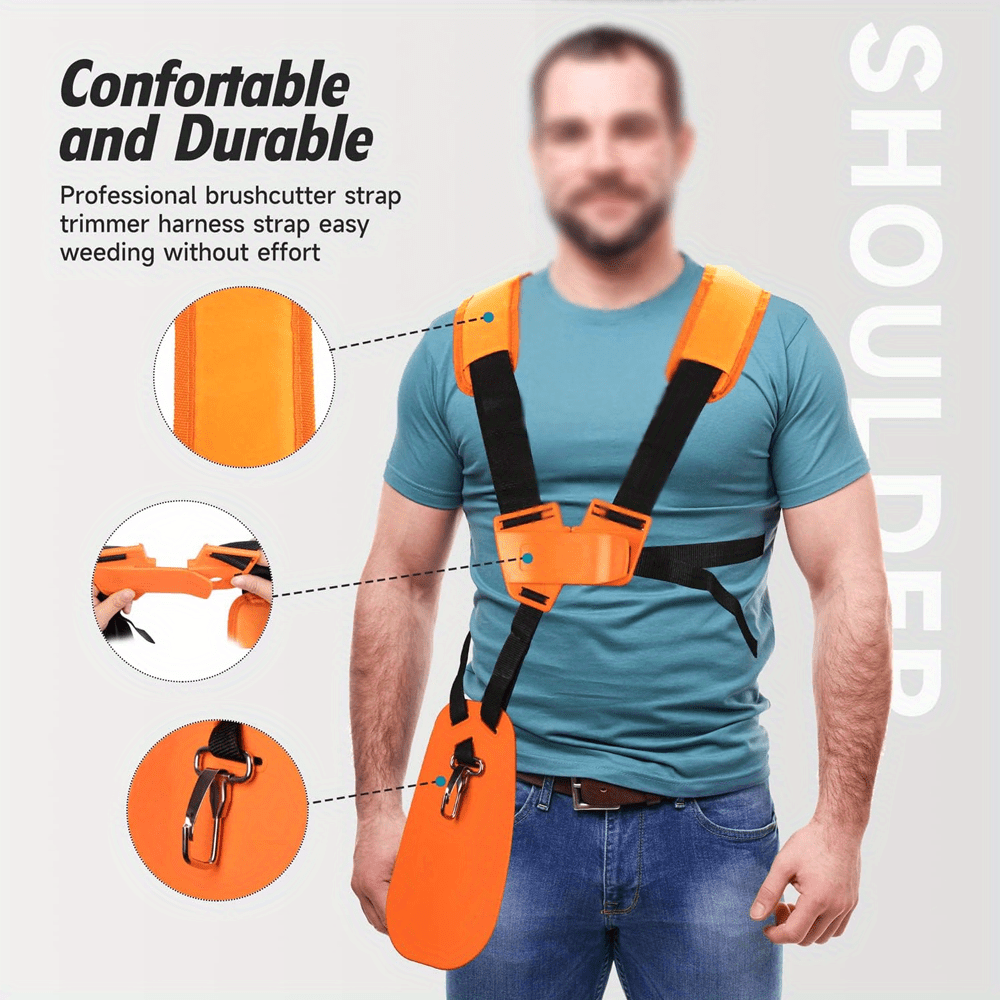 Brush Cutter Strap - ダブルショルダーストラップ芝刈り機ハーネスストラップ快適省力ストリマーパッド入りベルト、刈払機トリマーガーデン剪定機用