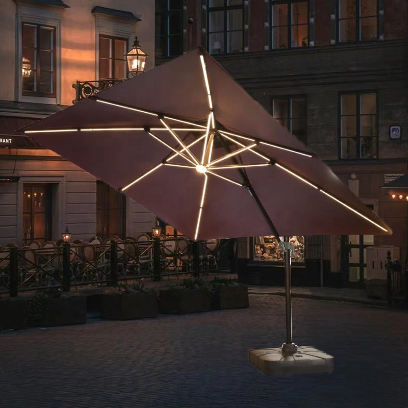 Outdoor Power Direct - Lファクトリー直販 屋外ソーラーパワーLEDライト付き高級ローマ風パラソル パティオ、モール、ヴィラ、プール用 ガーデンパラソル