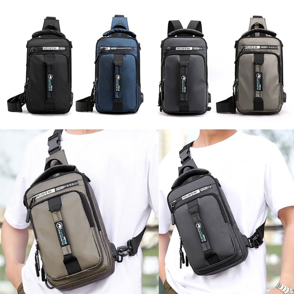 Outdoor Usb Power Supply - 男性用USB充電ショルダーメッセンジャーバックパック防水ジッパーチェストバッグ盗難防止クロスボディバッグアウトドア