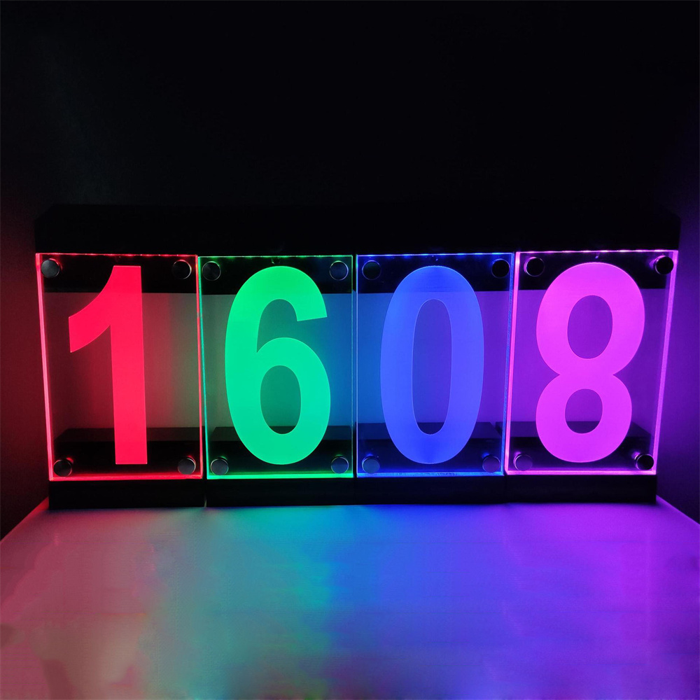 Outdoor Power Number - 太陽光発電 RGB カラー家番号サインライトリモコン数字または文字屋外アドレスプラークランプ庭、ゲート用