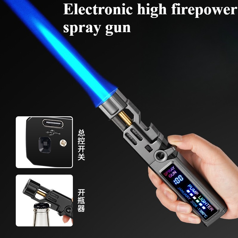 Outdoor Power Direct - 新型電子式ハイパワーボトルオープナースプレーガンブルーファイヤー防風直接充電ライター屋外ポータブル点火器