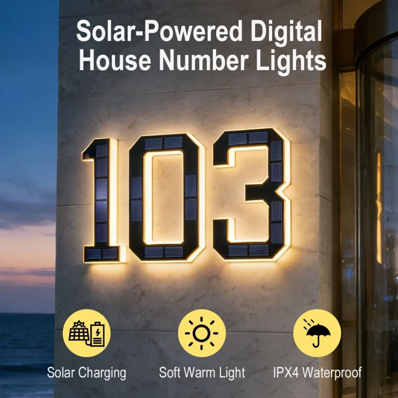 ソーラー式番号表示板、防水デジタル表札（DIY文字付き）、モ - Outdoor Power Number のレビューと価格