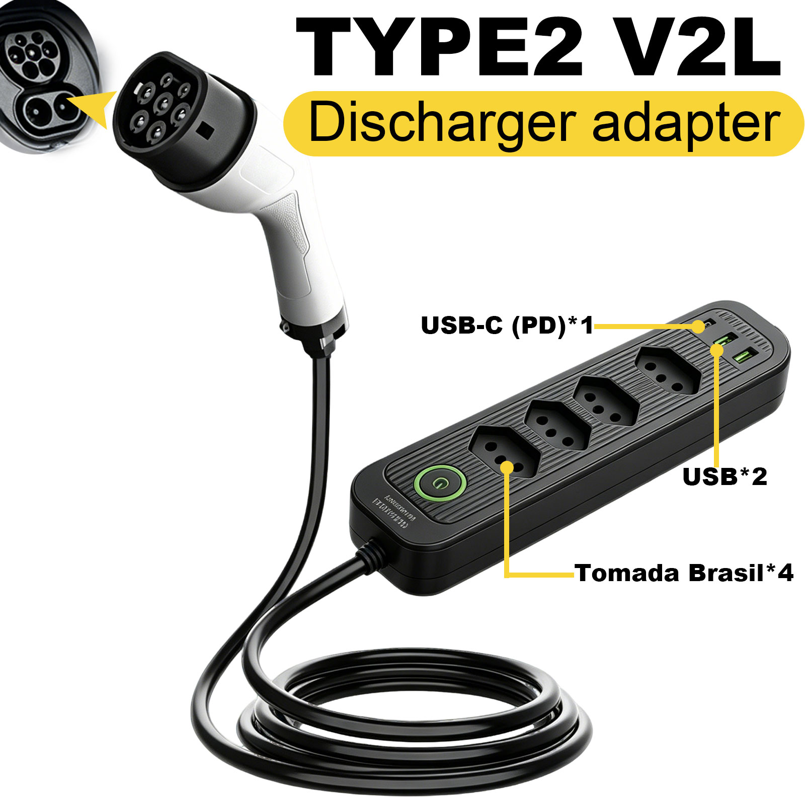 タイプ2 V2L放電アダプター 16A ブラジルソケット E - Outdoor Power Adapter のレビューと価格