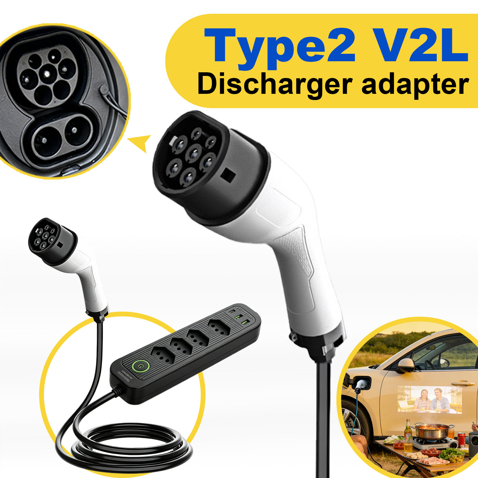 タイプ2 V2L放電アダプター 16A ブラジルソケット E - Outdoor Power Adapter のレビューと価格