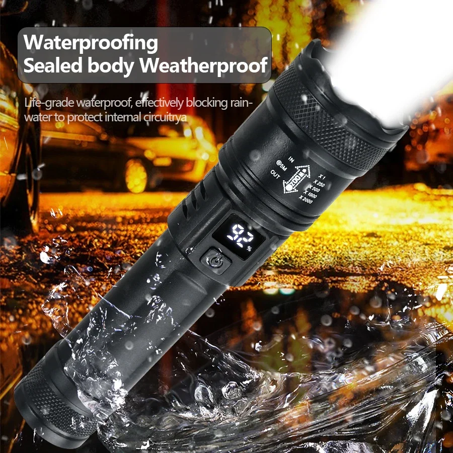 バッテリーディスプレイ付きの強力なLED懐中電灯,USB充電 - Outdoor Usb Power Bank のレビューと価格
