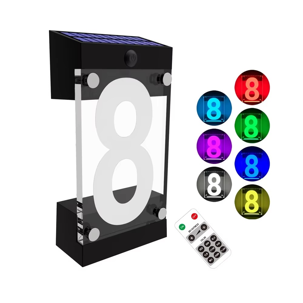 IP55防水ソーラー式番地サイン3Dアクリルリモコン付き屋外 - Outdoor Power Number のレビューと価格