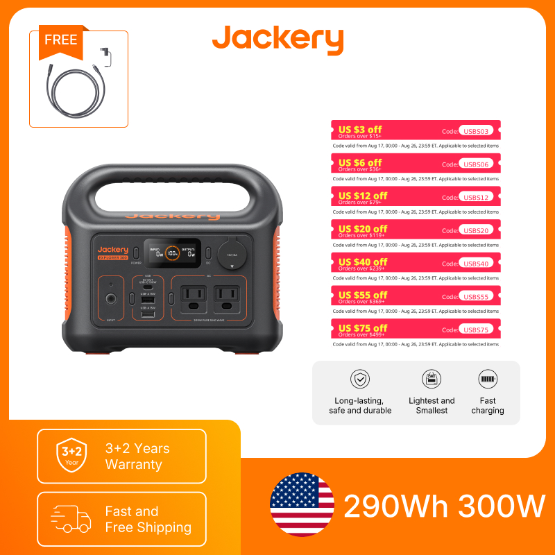 Jackery ポータブル電源 エクスプローラー300New - Outdoor Power Adapter のレビューと価格