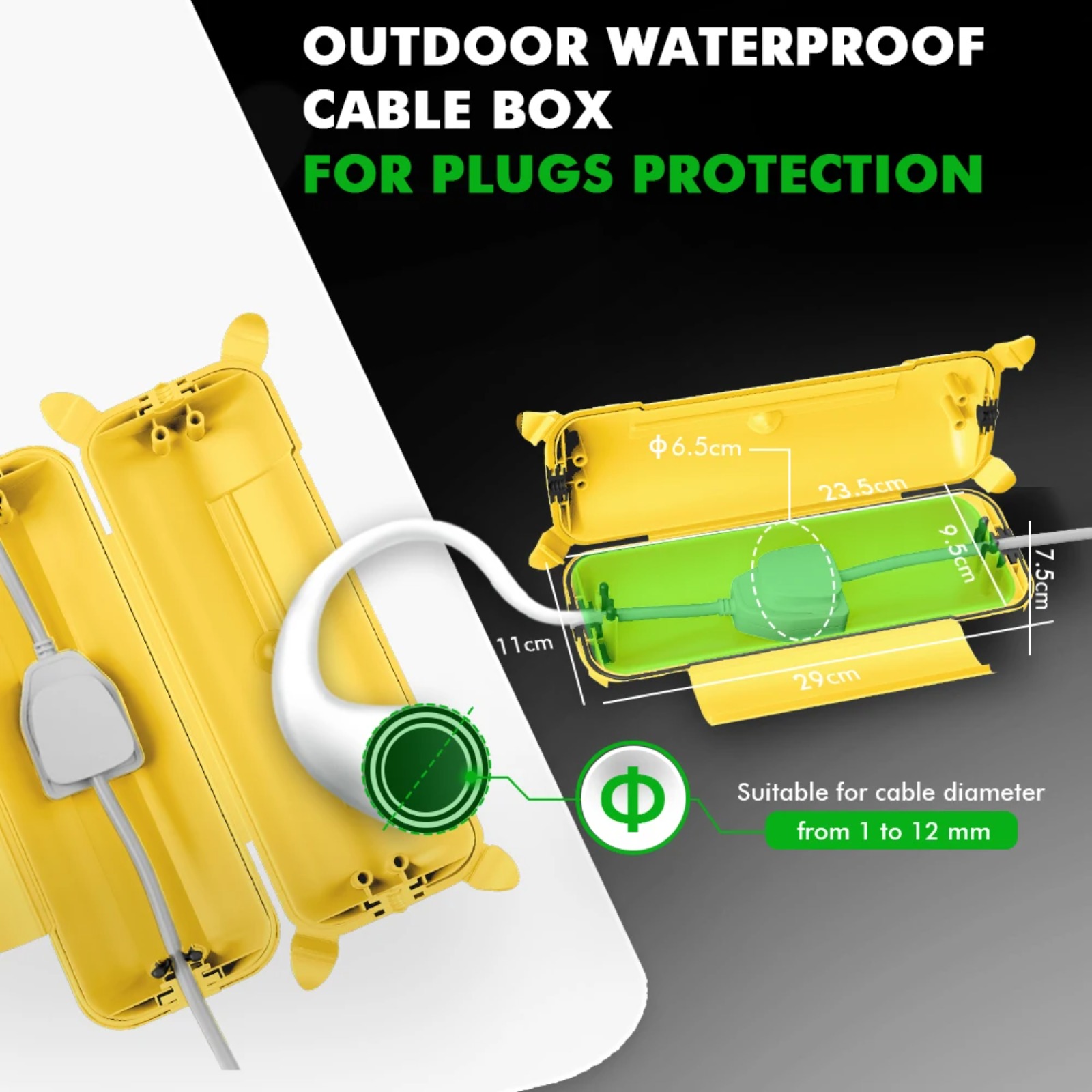 IP44 屋外延長コードカバー 29x11x7.5cm 高耐 - Outdoor Power Adapter のレビューと価格