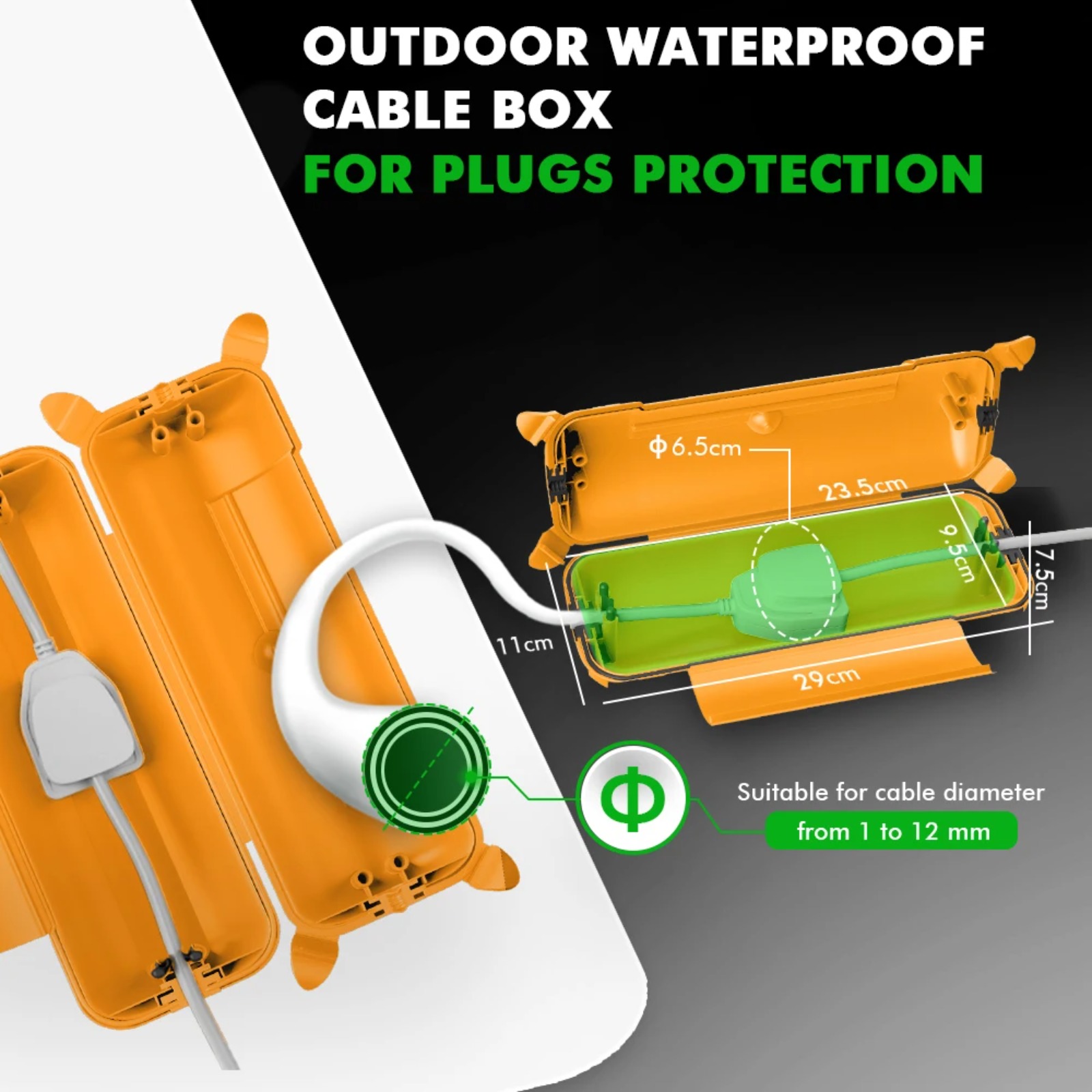 IP44 屋外延長コードカバー 29x11x7.5cm 高耐 - Outdoor Power Adapter のレビューと価格