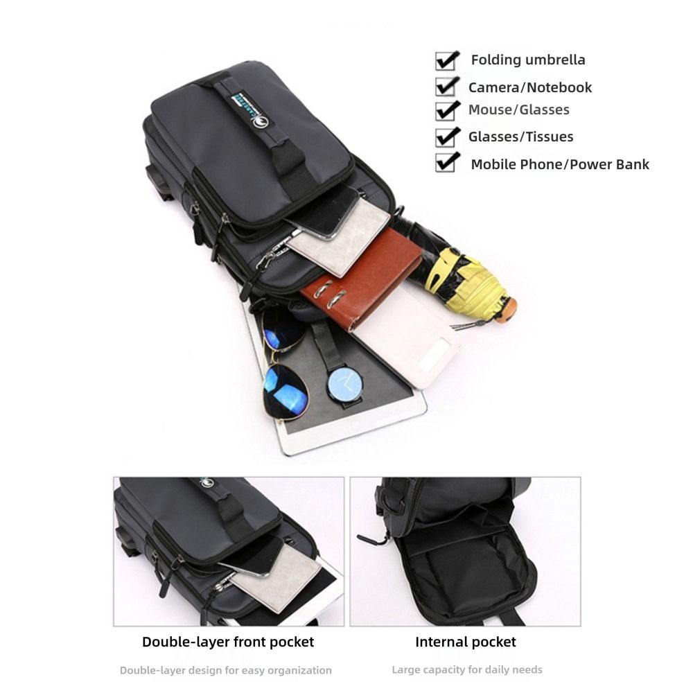 男性用USB充電ショルダーメッセンジャーバックパック防水ジッ - Outdoor Usb Power Supply のレビューと価格