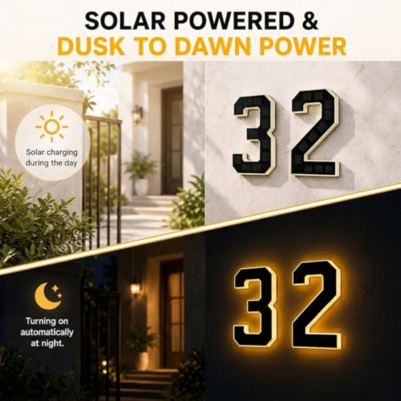 太陽光発電 LED ハウスナンバーライト防水アドレスドアプレ - Outdoor Power Number のレビューと価格
