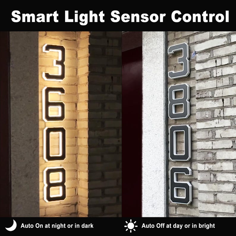 ソーラー LED ハウスナンバーサイン防水屋外光センサー太陽 - Outdoor Power Number のレビューと価格