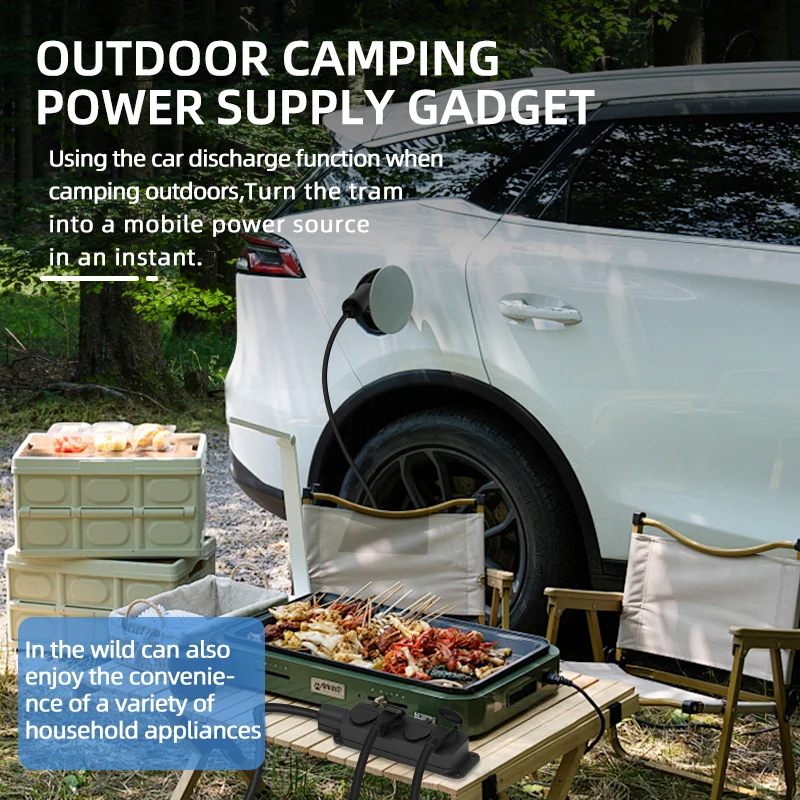 ポータブル16A 4KW V2Lケーブル 電気自動車サイドデ - Outdoor Power Adapter のレビューと価格