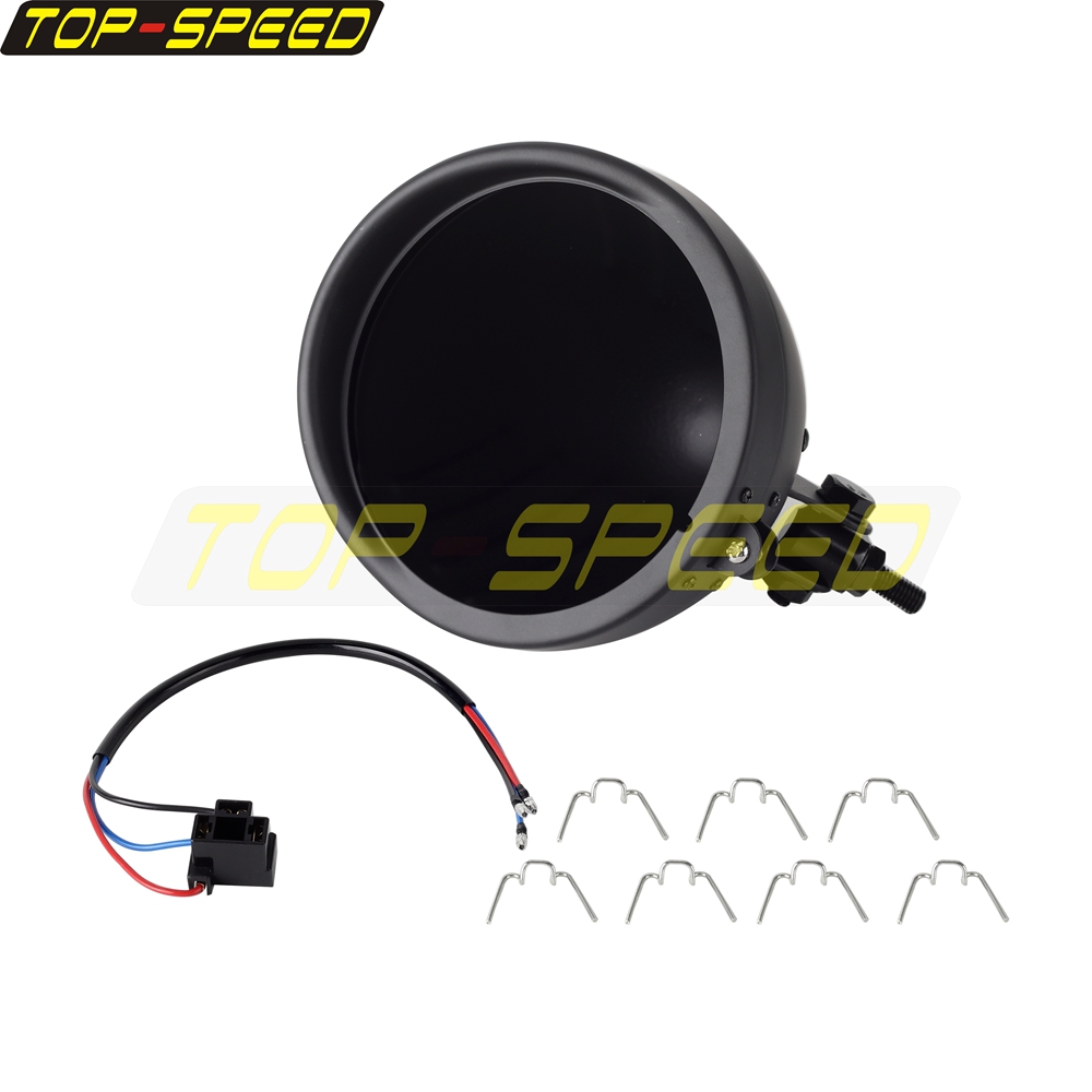 ブラック/クロームオートバイヘッドランプハウジングライトシェ - Outdoor Power Direct のレビューと価格