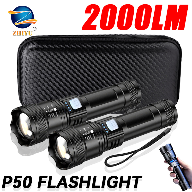 戦術的な LED 懐中電灯 2000LM USB 充電式防水 - Outdoor Usb Power Bank のレビューと価格