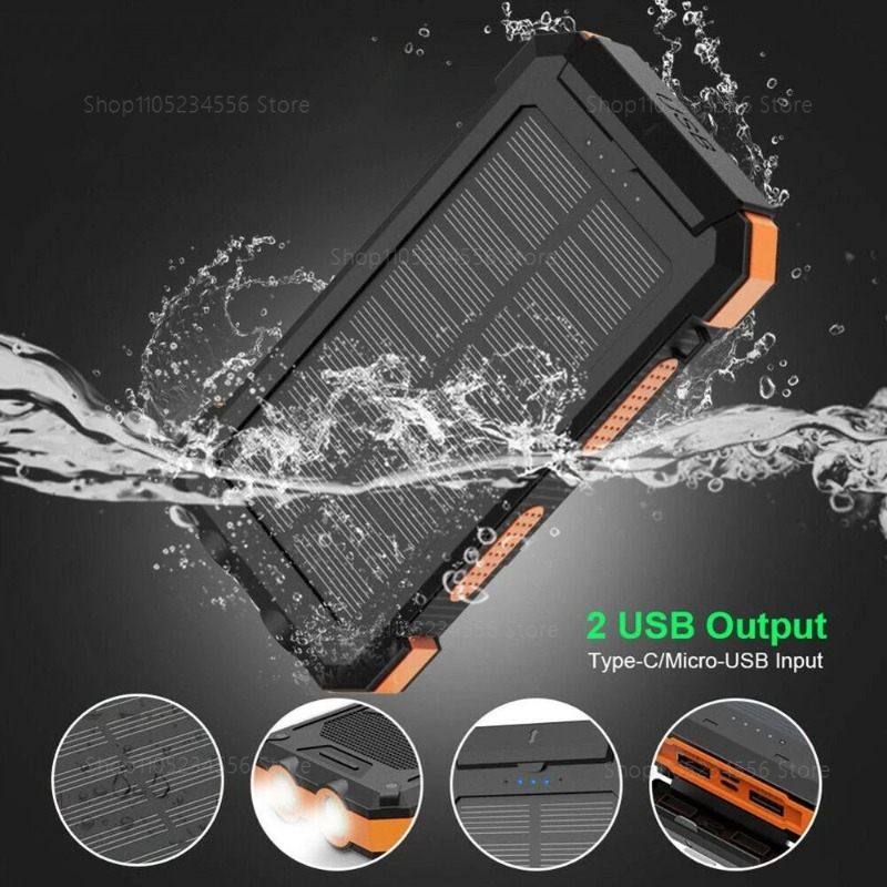 20000mAhソーラーパワーバンク、防水急速充電ポータブル - Outdoor Power Number のレビューと価格