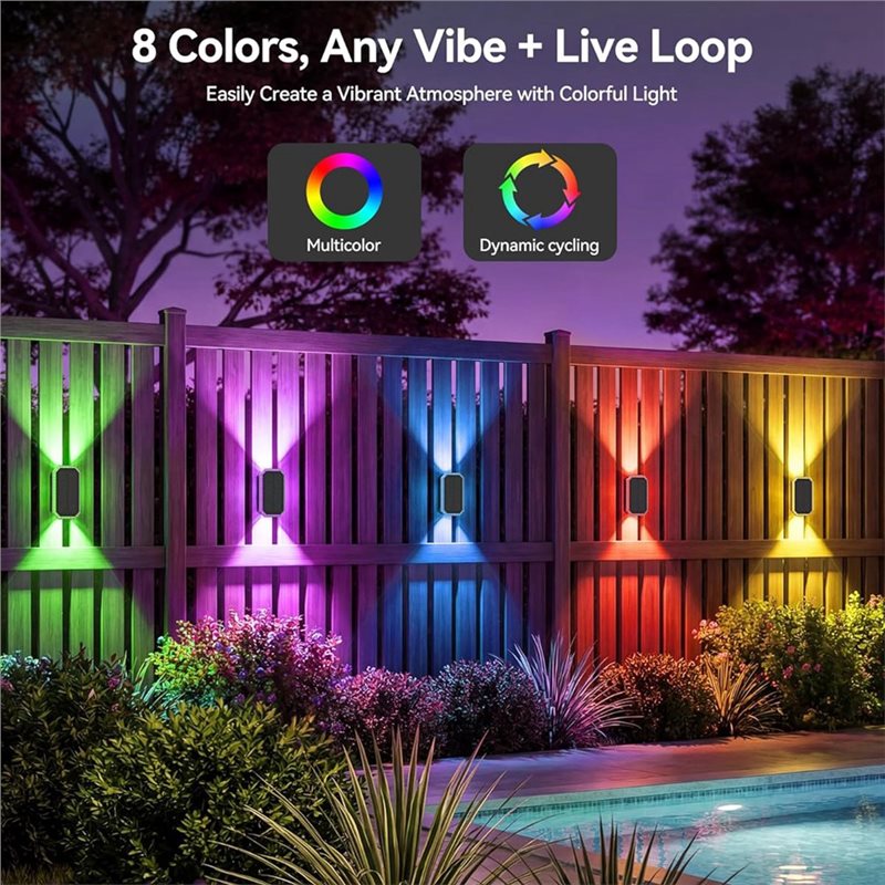 AB66-6PCS RGB ソーラーフェンスライト屋外用双方 - Outdoor Power Direct のレビューと価格